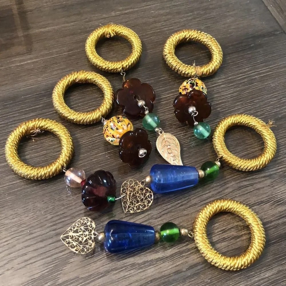 Vintage napkin rings with large glass beads